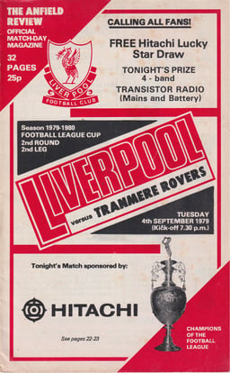 Liverpool v Tranmere Rovers programme cover