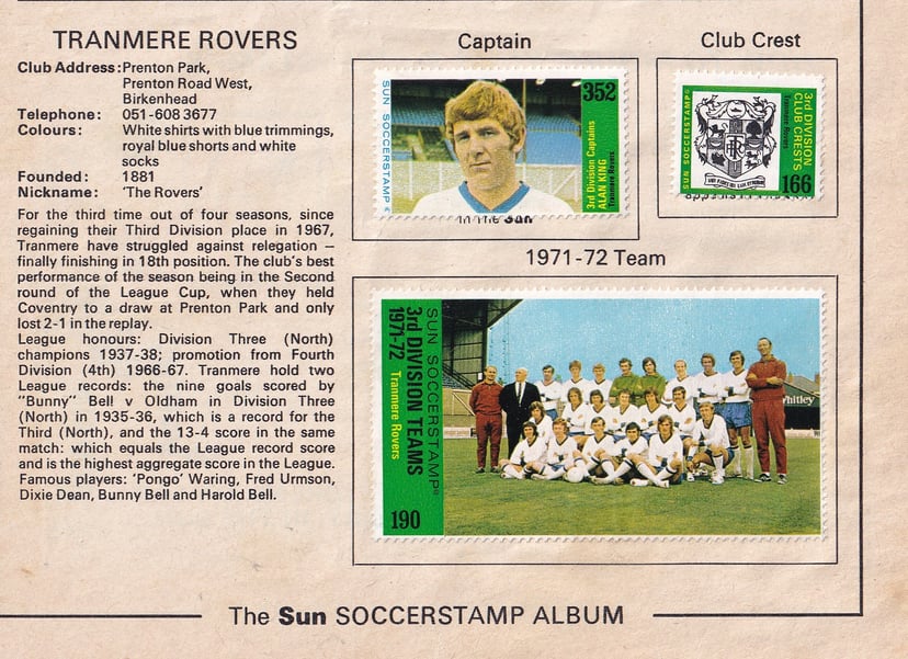 Stamps from The Sun Soccerstamp Collection from 1971