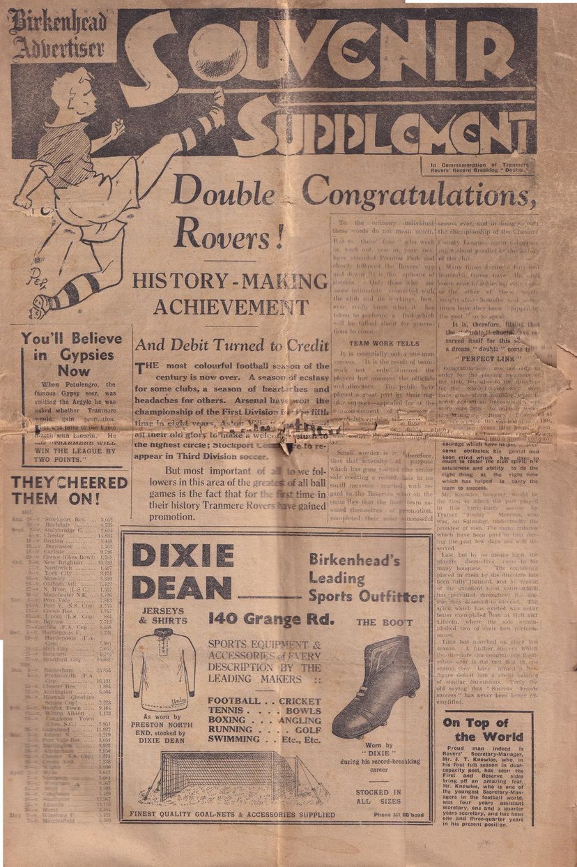 T0 celebrate Tranmere winning the Third Division in the 1937-38 season.